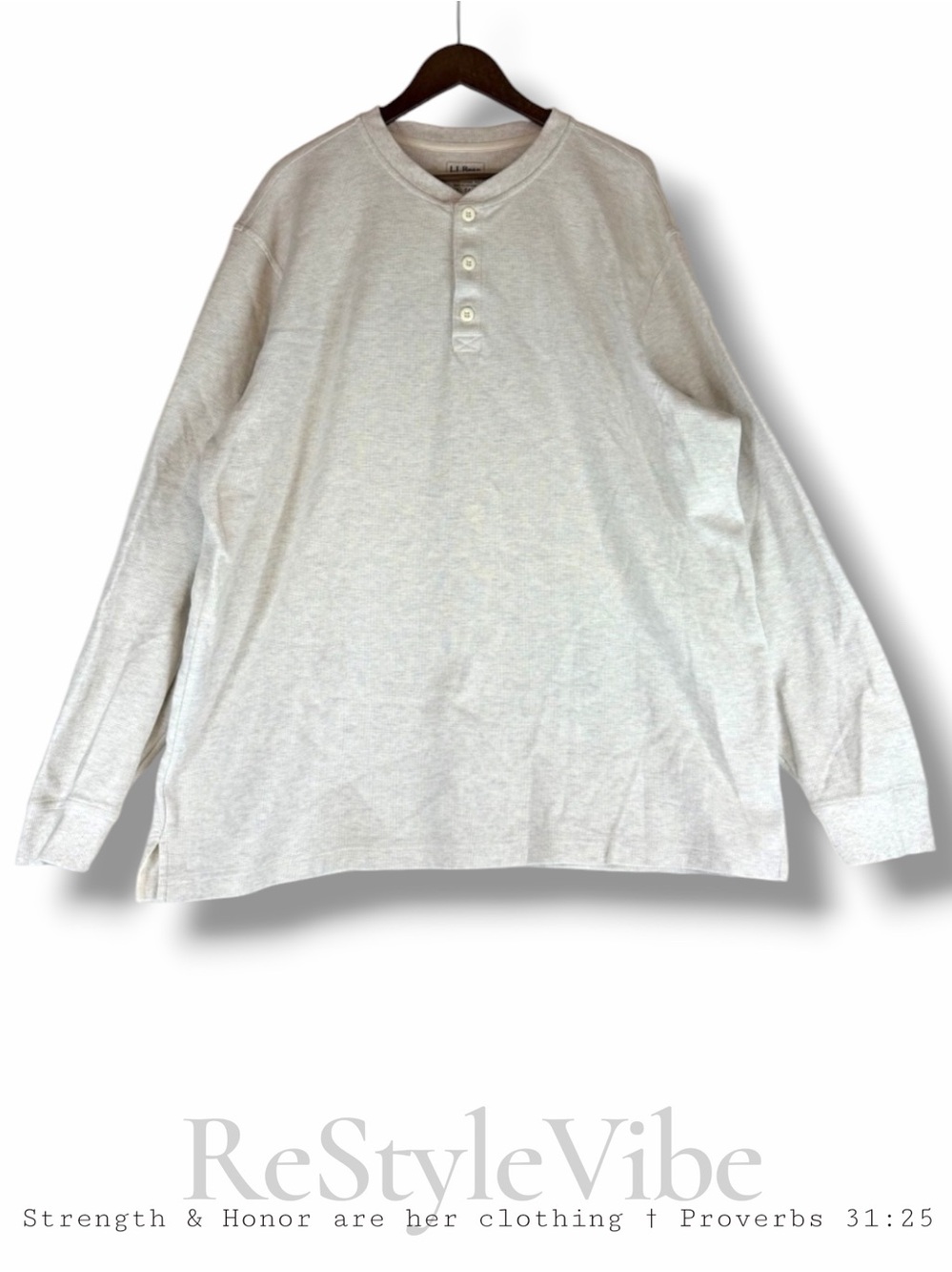 LL BEAN Men’s Size XXL TALL Shirt Henley Thermal Style 100% Cotton Traditional